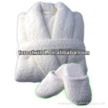 super soft 100% organic cotton plain untwisted yarn bathrobe set